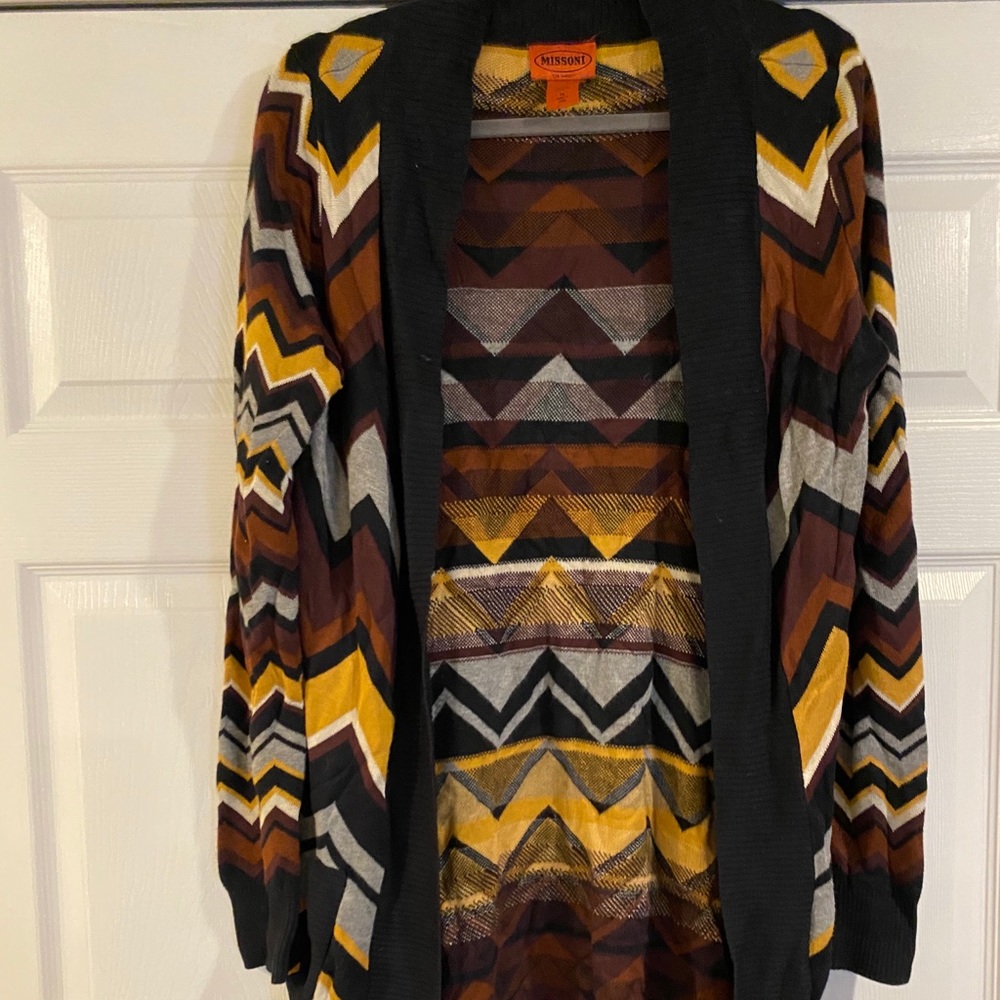 missoni brown,black,gold, white chevron catdigan